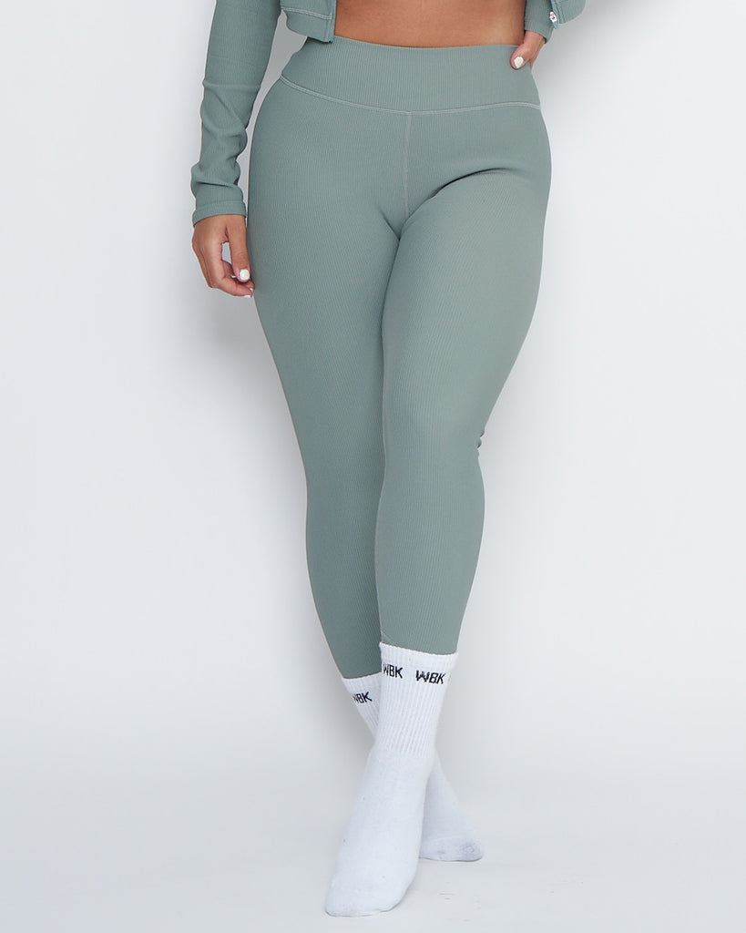 Buy Luxe Ribbed Leggings  SAGE GREEN by Workouts By Katya online