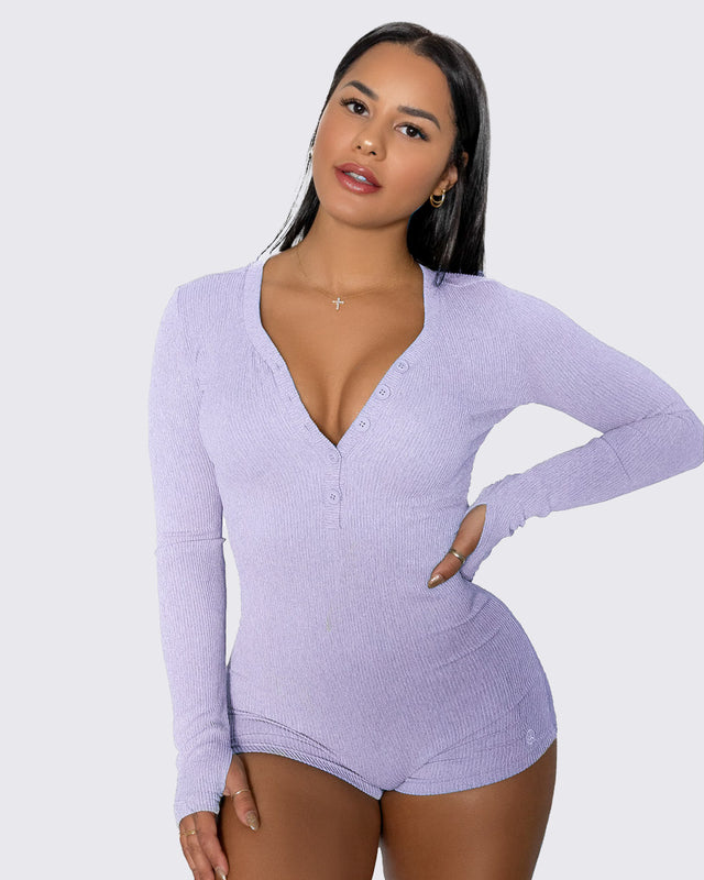 Ribbed Lounge Onesie | LILAC-WBK FIT