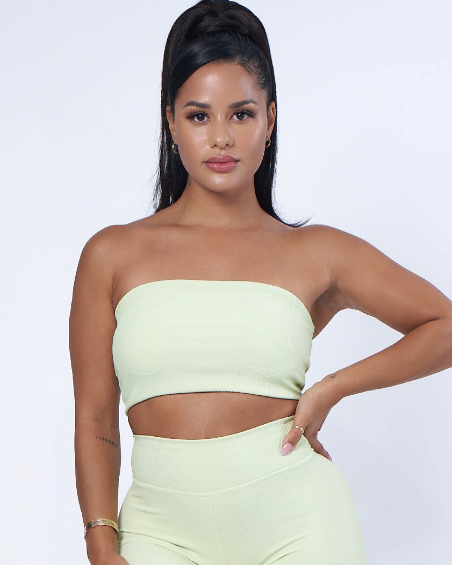 Luxe Ribbed Bandeau | LIME-WBK FIT