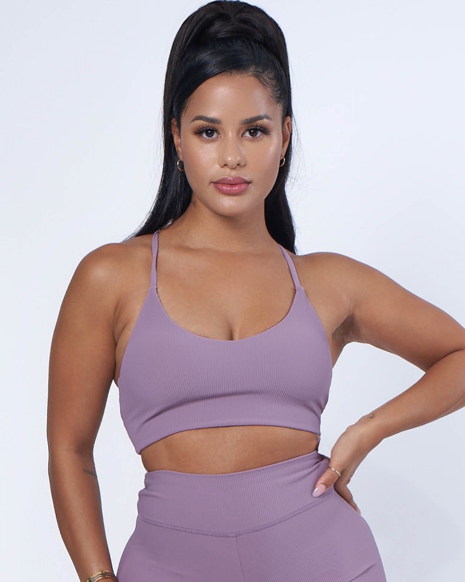 Luxe Ribbed Bra | MAUVE-WBK FIT