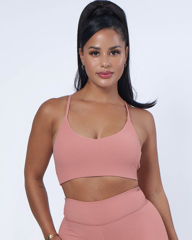 Luxe Ribbed Bra | PEACH