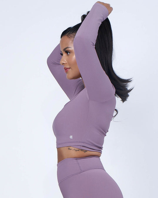 Luxe Ribbed Crop | MAUVE-WBK FIT