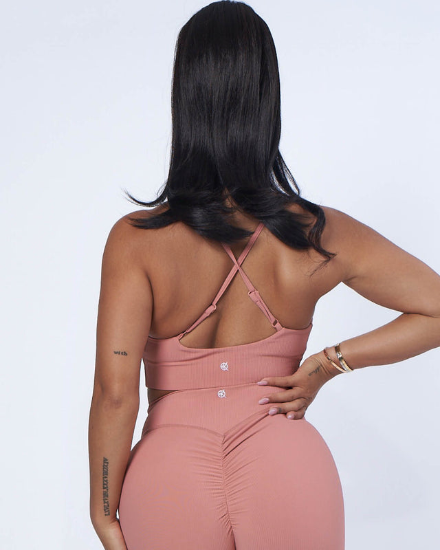 Luxe Ribbed Bra | PEACH