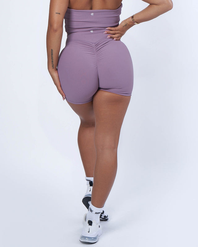 Luxe Ribbed Scrunch Short | MAUVE