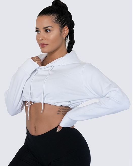 Cropped Hoodie | WHITE-WBK FIT