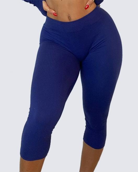 Buy Classic Ribbed Leggings  ROYAL BLUE by Workouts By Katya