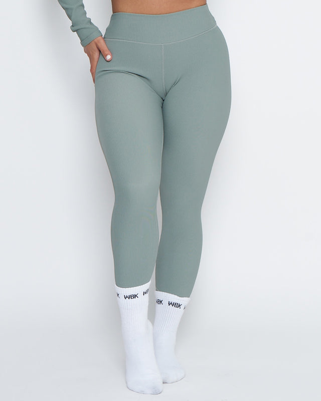 Luxe Ribbed Leggings | SAGE GREEN-WBK FIT