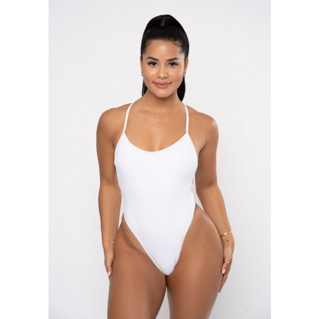 Cross Back One Piece | WHITE-WBK FIT